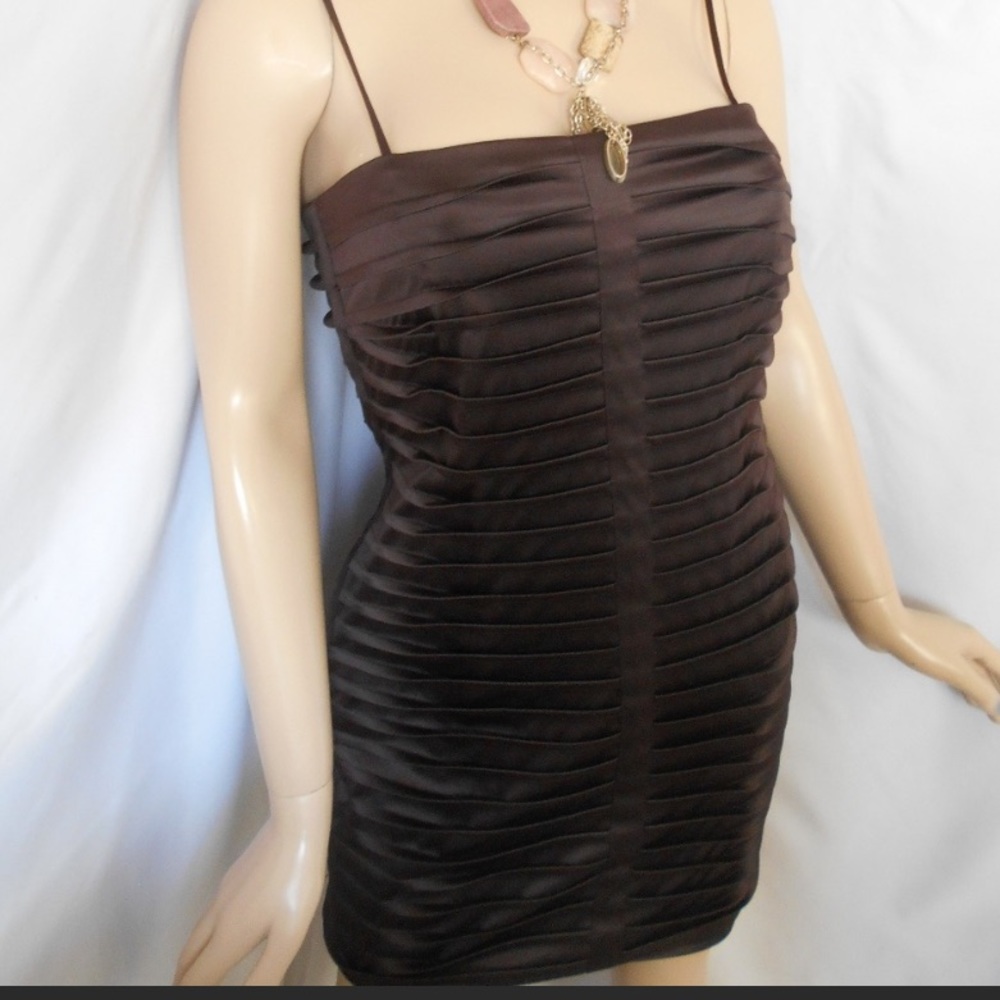 Calvin Klein Chocolate Brown pleated Cocktail Dress